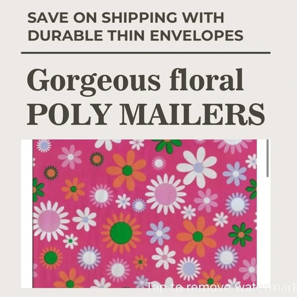 20 POLY MAILERS NEW PINK FLOWERS FLORAL SIZE 10x13 - Picture 3 of 4